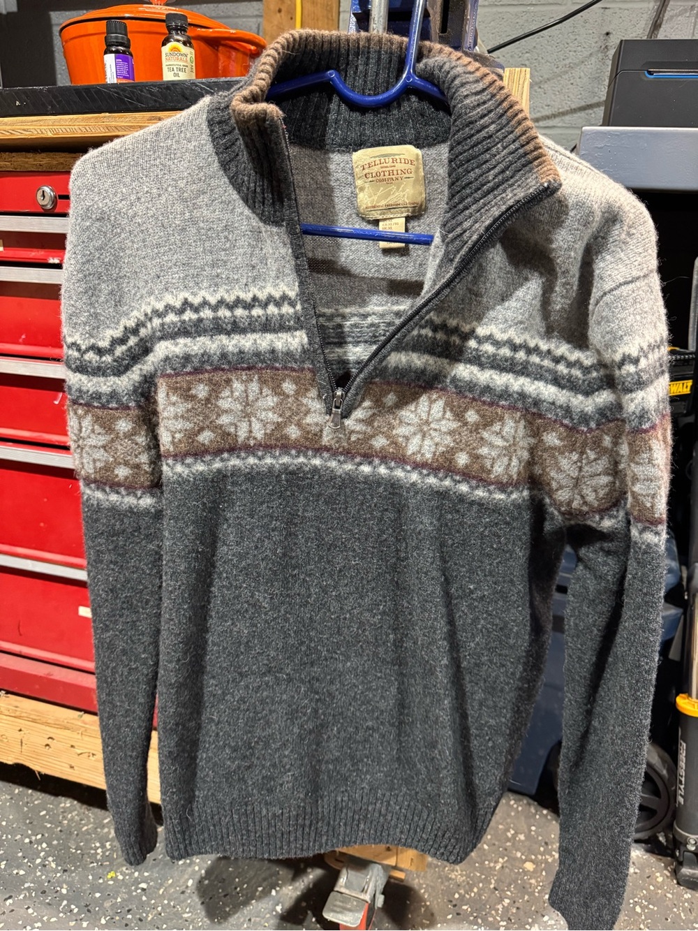 Classic Half-Zip Fair Isle Sweater - Gray and Brown